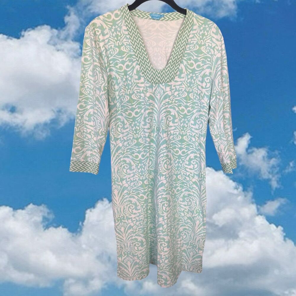 J McLaughlin Womens Dress Small Blue Catalina Cloth Long Sleeve V Neck